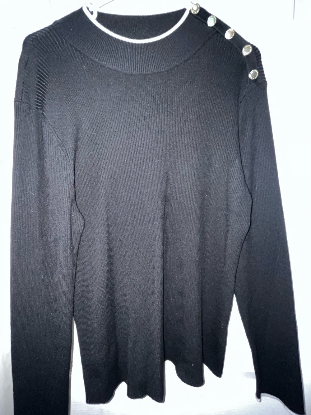 Calvin Klein Black Long Sleeve Sweater with Shoulder Buttons
